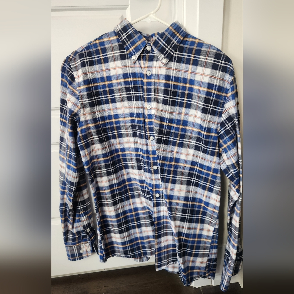 Merona Navy and White Plaid Button Down Shirt